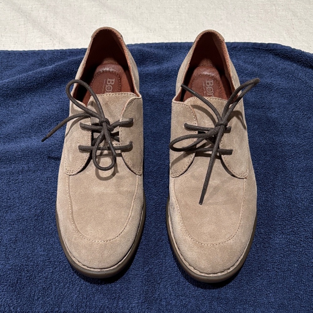 Born Women's Taupe Suede Lace-Up Loafers Rora Derby size 8 👞